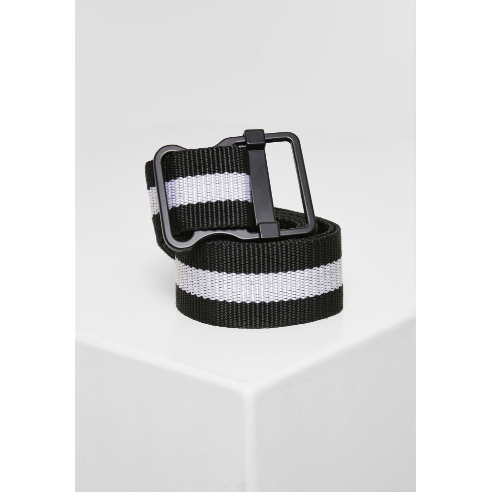 Urban Classics - Easy Stripes Riem - Zwart/Wit